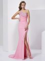 Sheath/Column Sweetheart Sleeveless Beading Long Chiffon Dresses