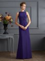 Sheath/Column Bateau Sleeveless Pleats Long Chiffon Dresses