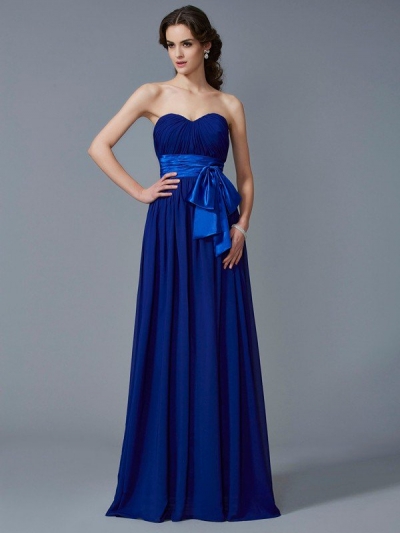 A-Line/Princess Sweetheart Sleeveless Pleats Long Chiffon Dresses [40652]