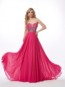 A-Line/Princess Sweetheart Sleeveless Pleats Long Chiffon Dresses