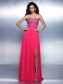 A-Line/Princess Sweetheart Beading Sleeveless Long Chiffon Dresses