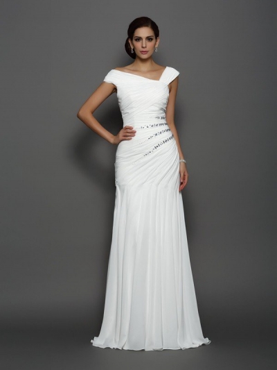 Trumpet/Mermaid Beading Sleeveless Long Chiffon Dresses [50805]