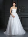 Ball Gown Sweetheart Beading Sleeveless Long Net Wedding Dresses