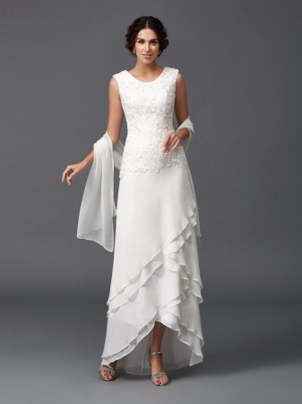 A-Line/Princess Scoop Lace Sleeveless Long Chiffon Mother of the Bride Dresses