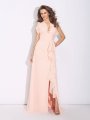 A-Line/Princess High Neck Ruffles Sleeveless Long Chiffon Dresses