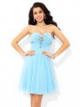 A-Line/Princess Sweetheart Beading Sleeveless Short Chiffon Cocktail Dresses