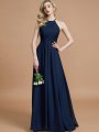 A-Line/Princess Halter Sleeveless Ruched Floor-Length Chiffon Bridesmaid Dresses