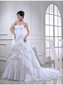 Trumpet/Mermaid Beading Applique Sweetheart Sleeveless Long Taffeta Wedding Dresses