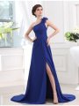 A-Line/Princess One-shoulder Sleeveless Pleats Long Chiffon Dresses