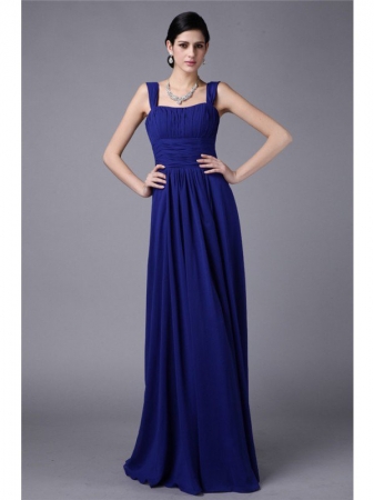 Sheath/Column Straps Sleeveless Pleats Long Chiffon Bridesmaid Dresses