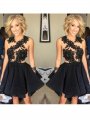 A-Line/Princess Sleeveless Scoop Lace Chiffon Short/Mini Dresses