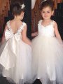 Ball Gown Sweetheart Sleeveless Bowknot Floor-Length Tulle Flower Girl Dresses