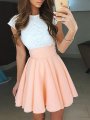 A-Line/Princess Jewel Sleeveless Lace Short/Mini Chiffon Dresses