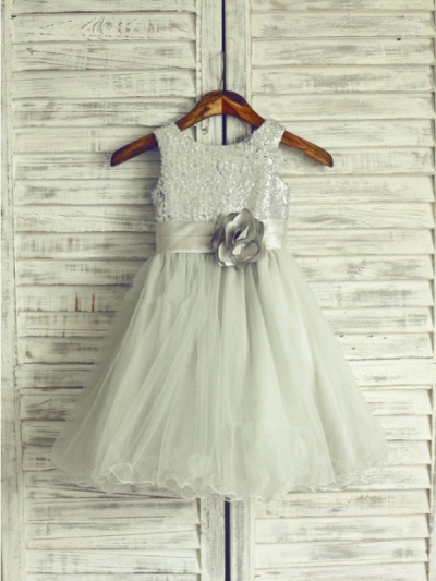 A-line/Princess Scoop Sleeveless Hand-Made Flower Long Organza Dresses [XYHOT005B3]