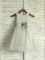 A-line/Princess Scoop Sleeveless Hand-Made Flower Long Organza Dresses