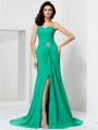 Sheath/Column Sleeveless Sweetheart Beading Long Chiffon Dresses