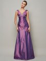 Sheath/Column V-neck Sleeveless Beading Long Taffeta Dresses