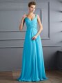 A-Line/Princess Straps Sleeveless Pleats Long Chiffon Dresses