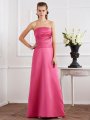 Sheath/Column Strapless Sleeveless Pleats Long Satin Dresses