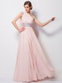 Sheath/Column One-Shoulder Sleeveless Beading Long Chiffon Dresses