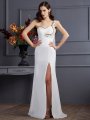 A-Line/Princess One-Shoulder Sleeveless Beading Long Chiffon Dresses