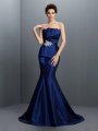 Trumpet/Mermaid Strapless Beading Sleeveless Long Taffeta Dresses