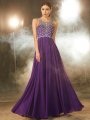 A-Line/Princess Sleeveless Chiffon Scoop Crystal Floor-Length Dresses