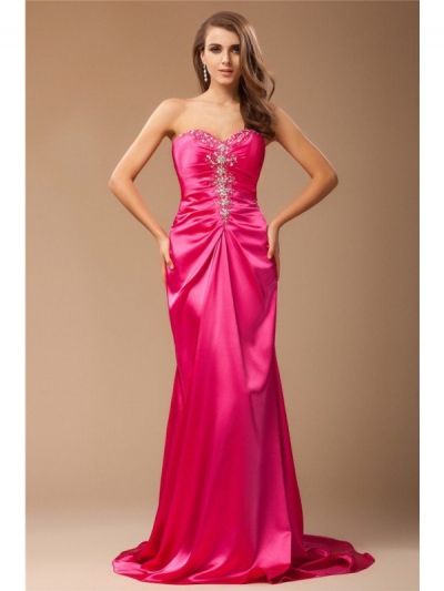 Trumpet/Mermaid Sweetheart Sleeveless Beading Long Elastic Woven Satin Dresses [N13TDRESS99]