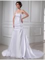 A-Line/Princess Beading Applique Sleeveless Elastic Woven Satin Wedding Dresses