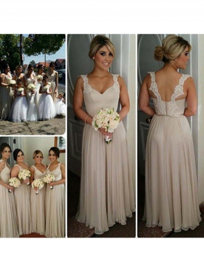 A-Line/Princess Sweetheart Sleeveless Floor-Length Chiffon Bridesmaid Dresses [PON1506EV722]