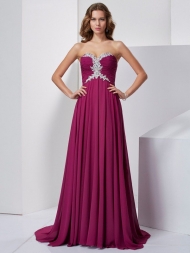 A-Line/Princess Beading Sweetheart Sleeveless Long Chiffon Dresses