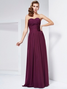 Sheath/Column Sweetheart Sleeveless Hand-Made Flower Long Chiffon Dresses