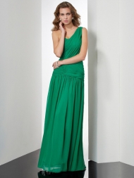 A-Line/Princess One-Shoulder Sleeveless Pleats Long Chiffon Dresses