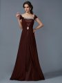 A-Line/Princess Strapless Short Sleeves Long Chiffon Dresses