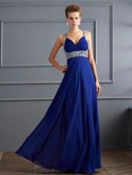 Sheath/Column Straps Sleeveless Beading Long Chiffon Dresses