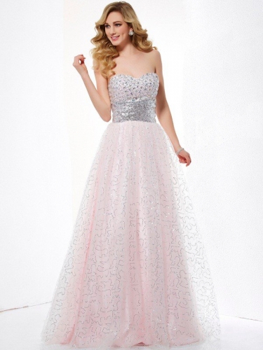 Ball Gown Sweetheart Sleeveless Long Net Dresses