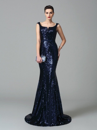 Trumpet/Mermaid Straps Sleeveless Long Sequins Dresses