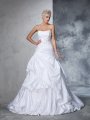 Ball Gown Strapless Applique Sleeveless Long Satin Wedding Dresses