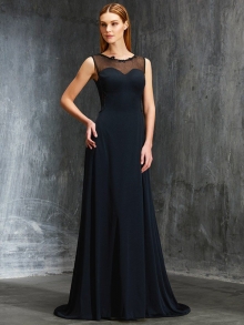 A-Line/Princess Scoop Beading Sleeveless Spandex Sweep/Brush Train Dresses