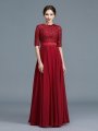 A-Line/Princess Scoop 1/2 Sleeves Chiffon Applique Floor-Length Mother of the Bride Dresses