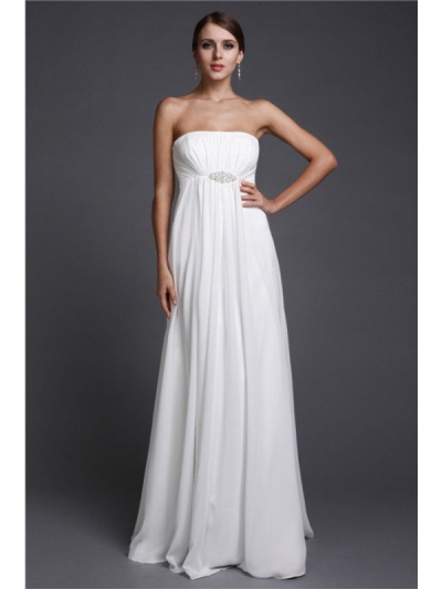 A-Line/Princess Strapless Sleeveless Beading Long Chiffon Bridesmaid Dresses [N13IDRESS10]