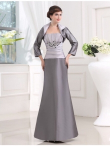 Beading Strapless Sleeveless Taffeta Long Applique Mother of the Bride Dresses