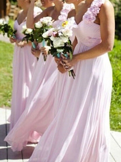 A-Line/Princess One-Shoulder Sleeveless Floor-Length Chiffon Bridesmaid Dresses [PO16033PO591]