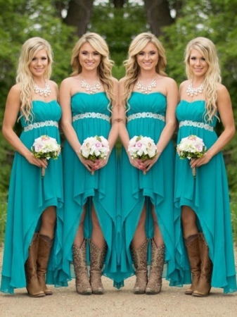 A-Line/Princess Sweetheart Sleeveless Asymmetrical Beading Chiffon Bridesmaid Dresses