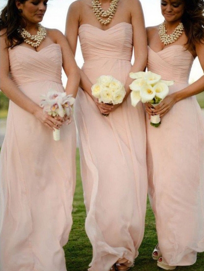 A-Line/Princess Sweetheart Sleeveless Floor-Length Chiffon Bridesmaid Dresses [PON1506EV727]