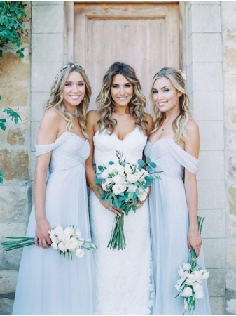 A-Line/Princess Off-the-Shoulder Sleeveless Chiffon Bridesmaid Dresses