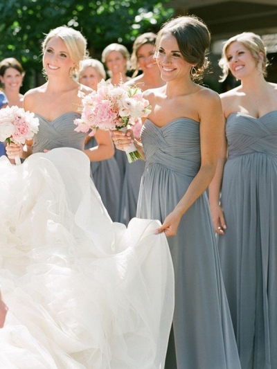 A-Line/Princess Sweetheart Sleeveless Floor-Length Chiffon Bridesmaid Dresses [PON1506EV771]