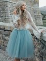 A-Line/Princess Scoop Long Sleeves Short/Mini Tulle Dresses