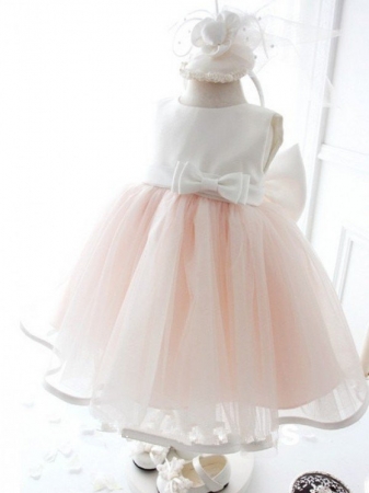 Ball Gown Jewel Sleeveless Bowknot Long Organza Dresses