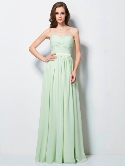 A-Line/Princess Sweetheart Pleats Sleeveless Long Chiffon Dresses [40018]